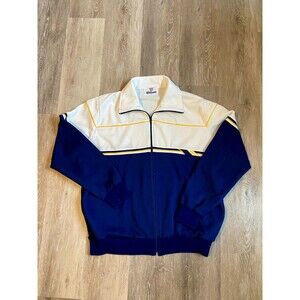 VTG 80s 90s Wilson Retro Blue White Gold Track Jacket Large Golf Tennis Zip Stri